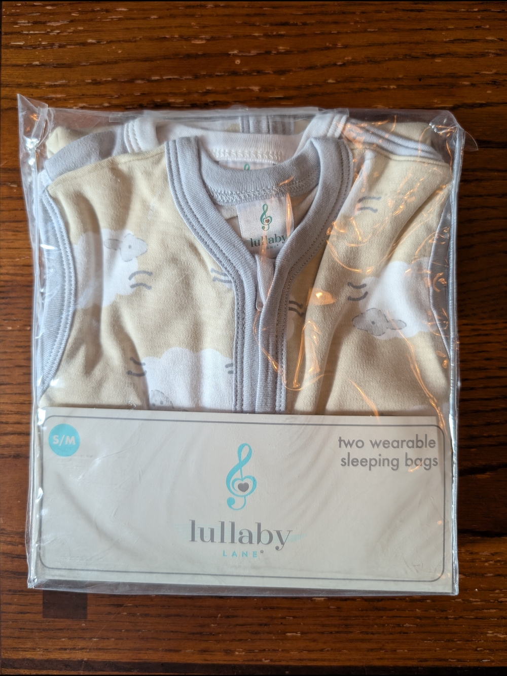 Lullaby Lane Two Wearable Sleeping Sacks - Sheep And Solid Gray Size S/M NWT